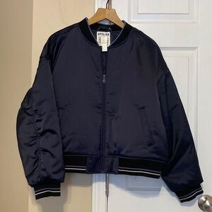 Aerie offline cropped satin bomber jacket